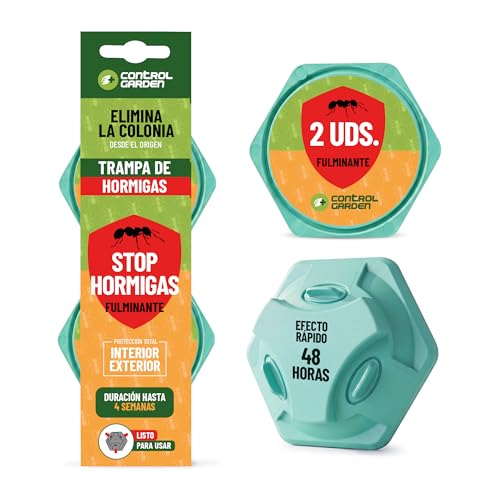 CONTROL GARDEN Trampa para Hormigas x2 Cebo Gel Super Atrayente | Insecticida Antihormigas Interior y Exterior | Elimina Toda La Colonia y Hormiga Reina | Facil y Rapido