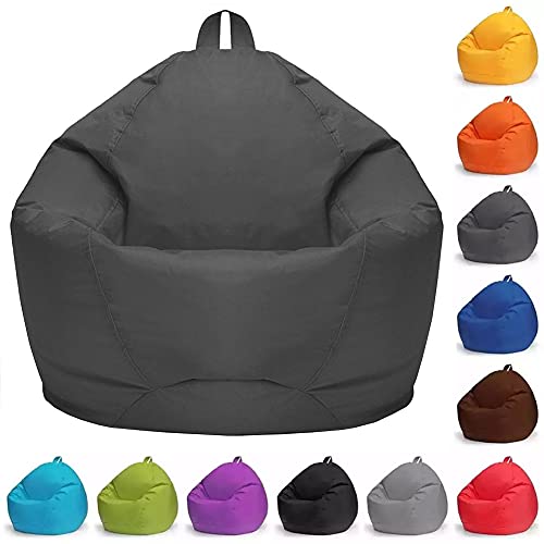 Ailler Pouf Poire Adulte et Enfants, Pouf Géant sans Remplissage, Coussin de Sol Pouf de Salon, Grande Fauteuil de Salon pour Intérieur et Extérieur, 70x80cm-Gris Foncé