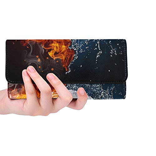 Preisvergleich Produktbild JOCHUAN Einzigartige benutzerdefinierte Baseball Ball Feuer Wasser Illustration Baseball Stock Illustration Frauen Trifold Wallet Lange Geldbörse Kreditkarteninhaber Fall Handtasche