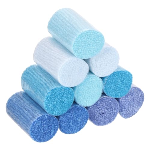 Image of Patikil 10 Rolls Latch Hook Kit, Precut Yarn for Latch Hook Rugs, Crochet, Adults Beginners, Blue Tone
