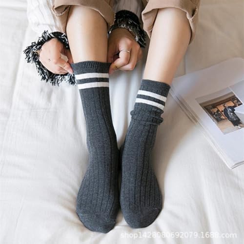 10 Pairs Womens Striped Crew Socks Vintage Striped Crew Socks Fashion Retro Long Socks For Women and Men,Random Color4