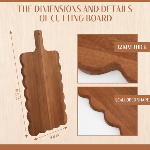 Tabla de cortar de madera con borde ondulado y asa miniatura 2