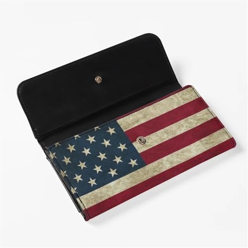 AFPANQZ Women's Wallets Large Capacity with RFID Protection Waterproof Leather Long Clutch Wallet Phone Holder Zip Multi-Cards Slots PU Leather Wallet American Flag Clutch Wallet2