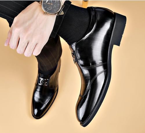 ADMLZQQ Men's Dress Shoes Classic Leather Formal Slip on Wedding Business Oxford Shoes3