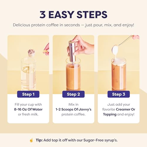 Image of Javvy Protein Iced Coffee - Premium Whey Protein & Iced Coffees, 100% Natural Cold Brew, Zero Artificial Flavors & Sweeteners, 80mg Caffeine, No Added Sugar, 20 Servings, Sugar Cookie, 1 Pack