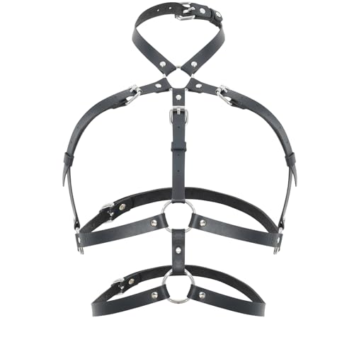 WARANDOD Punk Harness Belts for Woman Leather Chest Body Chain Belt Rave Halloween Accessories Belt Adjustable Gothic