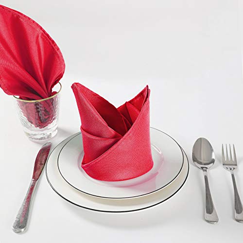 Cloth Napkins 17x17 inch Washable Polyester Dinner Napkins Soft Table Napkins for Wedding Party Dining Banquet(Red,25PCS) by Cupuamon - Used condition - Image 5