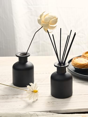 Set 9 botellas difusoras de vidrio 150ml negro mate miniatura 2