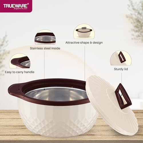 Image of Trueware Eternity Inner Steel Insulated 2500 ML Thermoware Casserole | BPA Free | Odour Proof | Food Grade | Easy to Carry | Serving | Curd Maker | Hot Pot