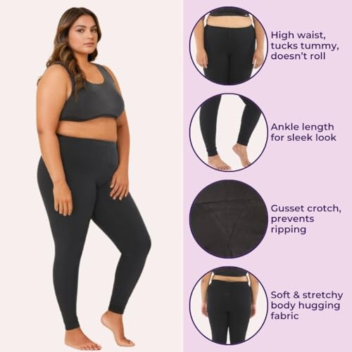 Image of Adira | Plus Size Leggings for Women | Plus Size Leggings for Women | High Waist | Ankle Length | Soft Cotton & Elastane Blend | Non-See-Through | Gusset Crotch Prevents Ripping