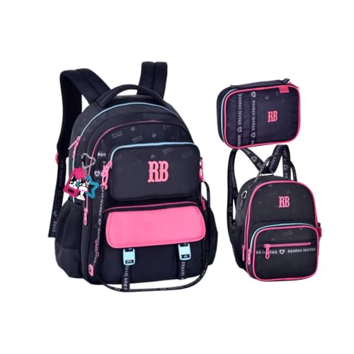 Kit Mochila Lancheira e Estojo Rebecca Bonbon Urban Mix 2 em 1 RB26227 Com Bolsinha Removível (Preto)