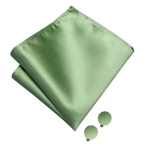 Image of Hi-Tie Pretied Bow Ties for Men Wedding Formal Bow Tie Handkerchief Cufflinks Lapel Pin Set Party Formal Mens Bowtie Set, Light Green Solid, Medium