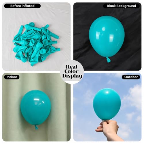 Image of Togvu Teal Balloons, 50Pack 5 Inch Small Mini Turquoise Latex Party Balloons for Tropical Aloha Luau Summer Birthday Graduation Bachelorette Mermaid Pool Ocean Party Decorations Supplies