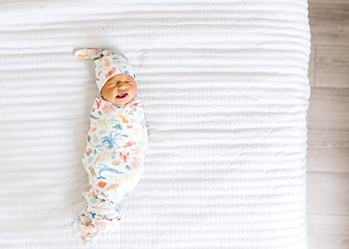 Image of Copper Pearl Baby Beanie Hat Top Knot Stretchy Soft Nautical