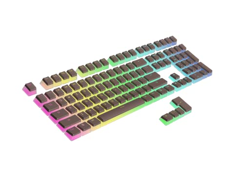 Image of Ranked Pudding PBT Keycaps | 112 Double Shot Translucent ANSI US & ISO Layout | OEM Profile for RGB Mechanical Gaming Keyboard (Coffee Quartz)