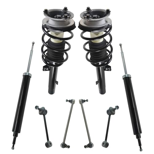 TRQ Front and Rear Suspension Kit Complete Strut & Coil Spring Assembly Shock Absorber Sway Bar Stabilizer Link Compatible with 06-13 BMW