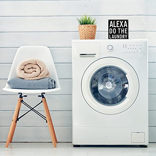 Classic Box Sign Wooden Box Sign Black White Box Sign Decorative Letters Wood Box Plaque For Shelf Living Room Bathroom Laundry Decor (Alexa Do The Laundry) #TOP4