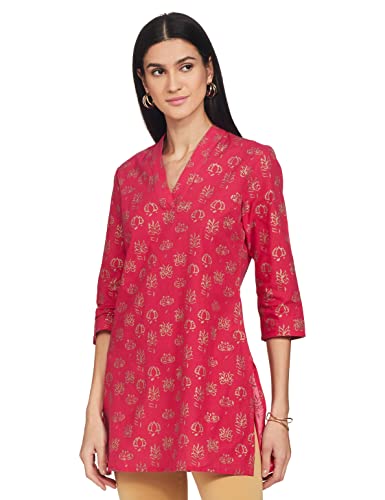 Image of Zemyra Women's Cotton Regular Kurta (AW20TUN1 Fuchsia S Small)