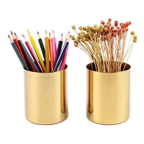 Multifonction Métal Porte-crayons Rond,Hwalleum Nordique Minimaliste Pot à Crayons en Acier Inoxydable Créatif Bureau Stylo Pot Stand,Bureau Pot Fleur,Organisateur De Bureau pour Bureau,École,Maison Cover