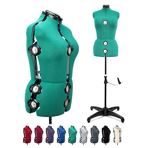 Green 13 Dials Female Fabric Adjustable Mannequin Dress Form for Sewing, Mannequin Body Torso with Tri-Pod Stand, Up to 70" Shoulder Height (Medium)