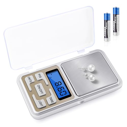 JOPHEK Báscula Digital 0,01g/500g, 5 Unidades de Medida Bascula Cocina Pantalla LCD Retroiluminada Compacta Multiusos para Alimentos Joyería Viajes Portátil