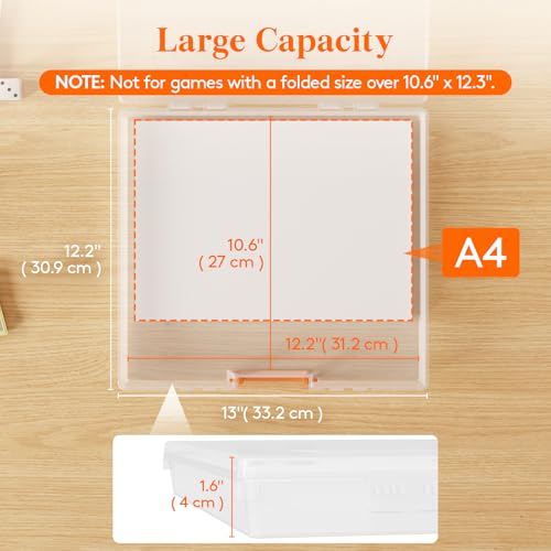 Lifewit 4 Pcs Board Game Storage Boxes, 12.2x10.6'' Paper Container with Secure Latch, Plastic Portable Organizer with Handle & Labels for File,Document, Puzzles, Cards, Art Supplies by Lifewit - Image 2