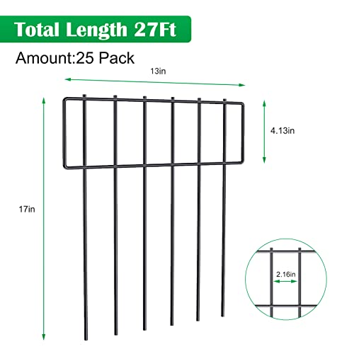 25 Pack Animal Barrier Fence, 17 In(H) X 27 Ft(L) Decorative Garden Fence, Rustproof Metal Wire Garden Border Fence, Dog Rabbits Ground Stakes Defence For Garden, T Shape. #TOP6