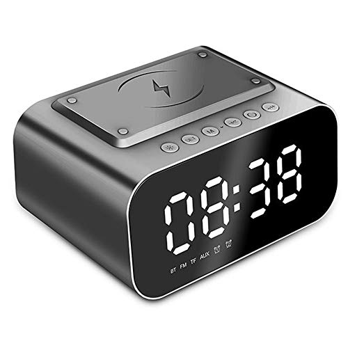 Radio-Wecker, hochwertiger Bluetooth 5.0 FM-Lautsprecher mit kabelloser Lade- und USB-Ladefunktion, digitaler LED-Wecker Home Decration