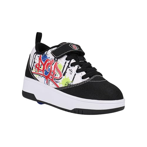 Heelys POP PRO Prints Wheeled Heel Shoe, Black/White/Multi, 4 US Unisex Big Kid