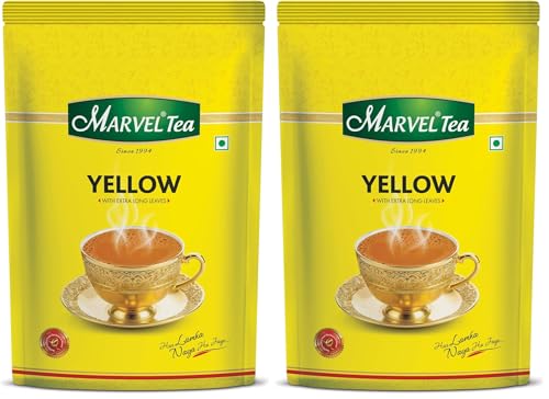 Image of Marvel Tea Yellow Tea 1 KG with Extra Long Leaves, Handpicked Strong Chai From Assam & Darjeeling, Refreshing Aroma & Rich Taste - Black Tea (Pack of 2)