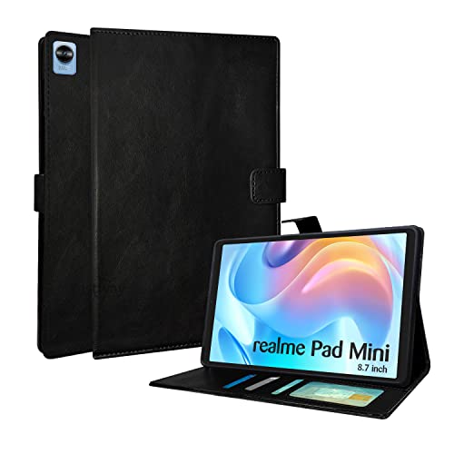 Image of Fastway Multi Protective Leather Case with Viewing Stand and Card Slots Flip Cover for Realme Pad Mini 8.7 inch Tablet (Black)