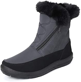 gracosy Snow Boots Mens Womens Winter Fur Lined Waterproof Warm Boots Outdoor Lightweight Non-Slip Platform Mid-Calf Boots Soft Thickening Flat Zip Ankle Boots Casual Walking Rain Boots