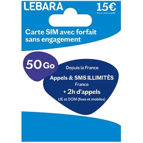Prepaid SIM + Unlimited Calls and SMS France + 2 Hours to 43 Destinations + 12 GB + 3 GB Cover