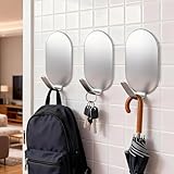 Sticky Adhesive Hooks for Hanging, Key Hooks, Stainless Steel Wall Hooks, Command Hooks, Coat Hooks, Door Hooks, Towel Hanger, Metal Hook, Utility Hooks,Picture Hanger, Storage Hooks (10Pcs, Silver)