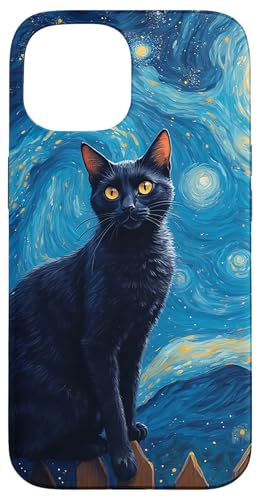Amantes de animales de gato de gato negro de la noche Carcasa para iPhone 15