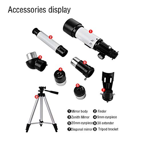 Telescopio Refractor Portátil 50-100mm Calibre con Trípode miniatura 5