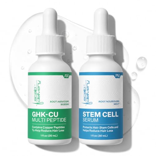 Scalp Delivery AM/PM GHK-CU Peptide, Hair Growth Serum | DHT Blocker, Stem Cells Hair Treatment with Redensyl + Capixyl + Anagain + Procapil | Multi-Peptide Serum for Hair Density | 2 x 30 mL