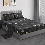 Pamnest Full Size Bed Sheet Sets, Golden Snake Tarot Soft Microfiber 4 Pcs Bedding Sets for Kids and Adults Bedroom Bed Decor, Feather Moth Crystal Flat, Fitted Sheet and 2 Pillowcases