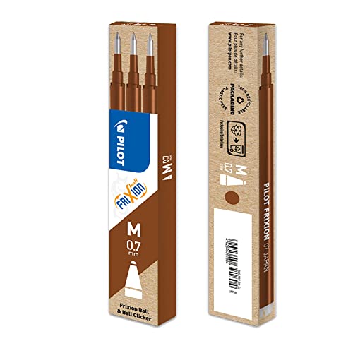 Pilot FriXion lot 3 recharges marron fini les ratures sur papier
