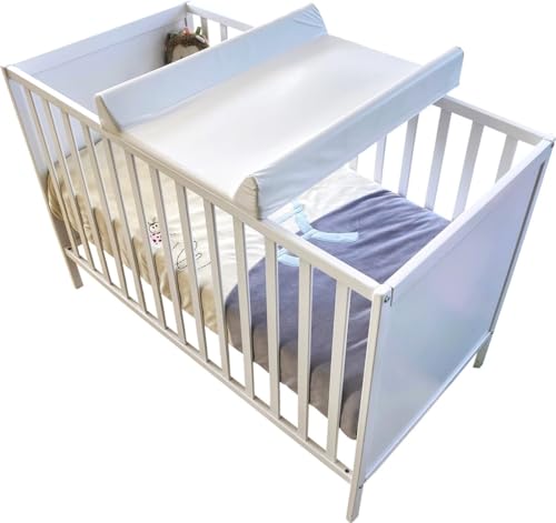 Steff - Matelas à langer - avec rebords - 70x50 cm - blanc - peut également être placé sur le lit avec les bouchons de sécurité fournis