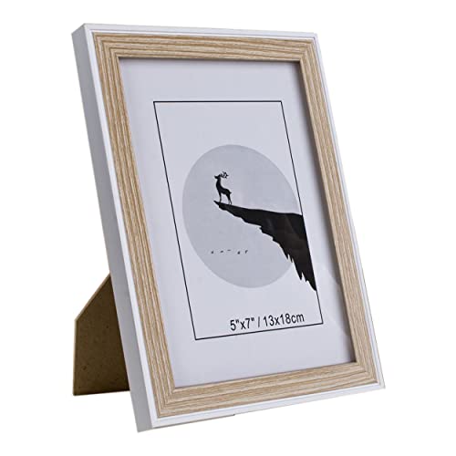 Marco de Foto Decoración 13cm x 18cm Madera con Soporte de Pie (Madera Blanca 5