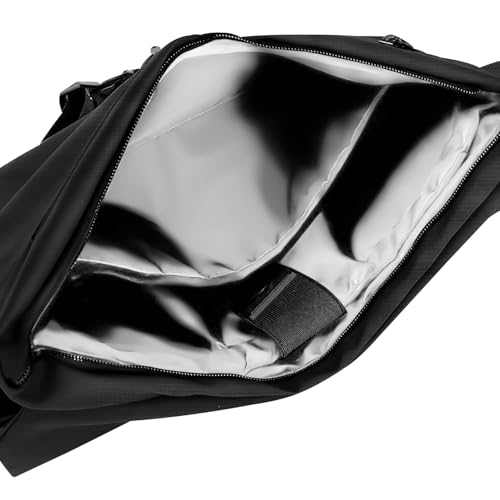 Image of GRIPP Oslo Laptop Sleeve Bag for Laptop /MacBook up to 14 Inch, Crossbody Messenger Style, Wide Flap Closure, Hidden Pockets, Detachable Shoulder & Safety Strap, Trolley Sleeve, Water-Resistant - Black
