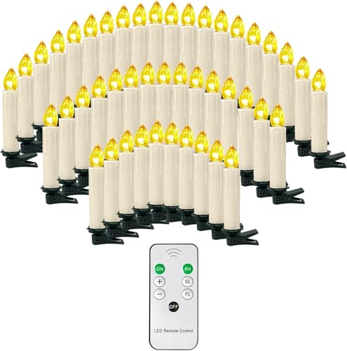 OZAVO Led Velas de Navidad 30 Pcs con Control Remoto,Velas Eléctricas para Árbol de Navidad,Iluminación de Navidad de Interior（Beige）