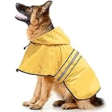 Ezierfy Hooded Dog Rain Coats - Reflective Adjustable Pet Rain Coat, Lightweight Dog Waterproof Raincoat Slicker Poncho with Leash Hole for Small, Medium, Large Dogs (Yellow, X-Large)