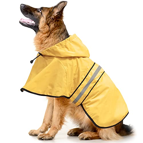 Hooded Dog Rain coats – Reflective Adjustable Pet Rain Coat, Lightweight Dog Waterproof Raincoat Slicker Poncho with Leash Hole for Small, Medium, Large Dogs (Yellow, X-Large) Hooded Dog Rain coats – Reflective Adjustable Pet Rain Coat, Lightweight Dog Waterproof Raincoat Slicker Poncho with Leash Hole for Small, Medium, Large Dogs (Yellow, X-Large)