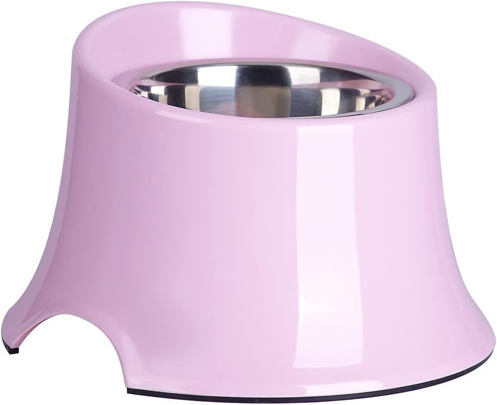 Super Design Elevated Dog Bowl Raised Dog Feeder for Food and Water, Non Spill Edges & Non Skid Sturdy Melamine Stand, Reduce Neck Stress, Less Regurgitating and Vomiting 1 Cup Light Pink
