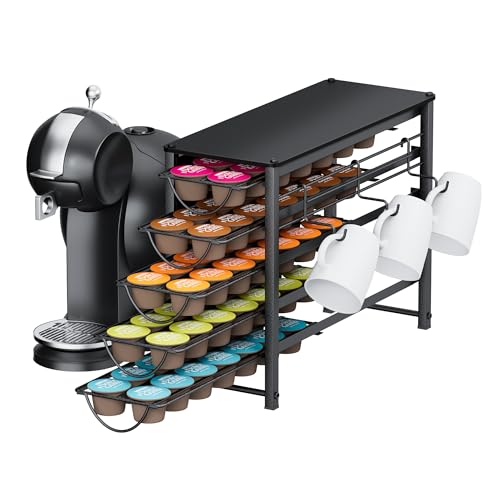 Rangement Capsules 5 Niveaux pour Dolce Gusto, Support Métal Grande Capacité 70 Capsules, Porte Dosettes Antidérapant pour Cuisine et Petit Espace...