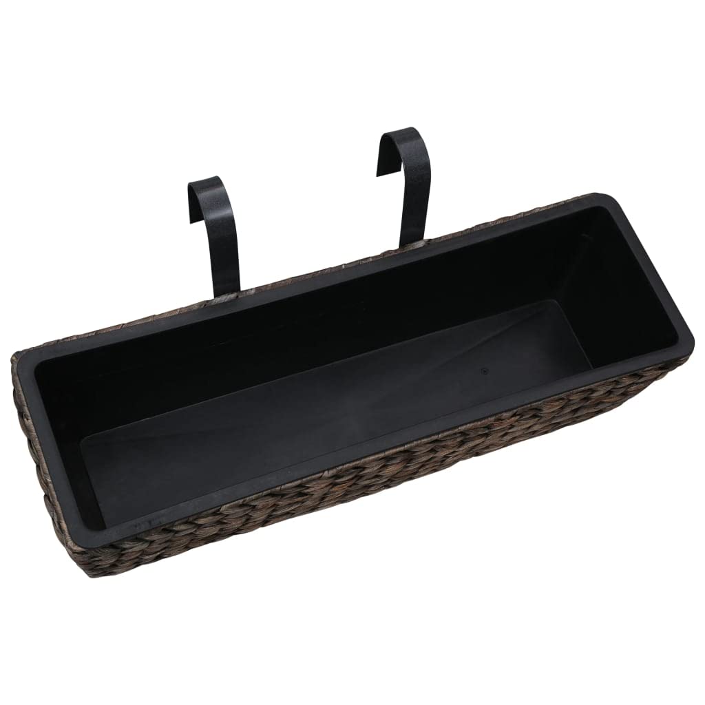 Skrzynka na kwiaty, zestaw 2 sztuk, hiacynt wodny, brązowa, 60 x 20 x 18 cm, z metalową ramą, wyjmowanymi doniczkami, do wnętrz, stylowa donica na rośliny i kwiaty