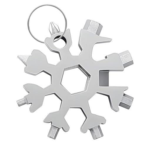 ZoeWei 18 in 1 Schneeflocke Multitool - Geschenk für Männer/Ihn - Valentinstag, Vatertag, Geburtstag - Silber - Zinklegierung
