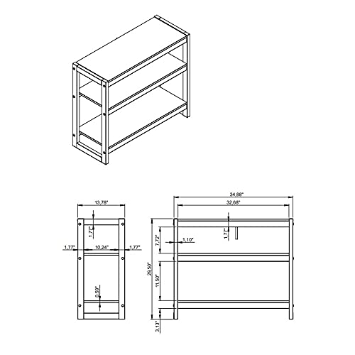 Linon Brock Wood Low Bookcase In White And Natural #TOP1